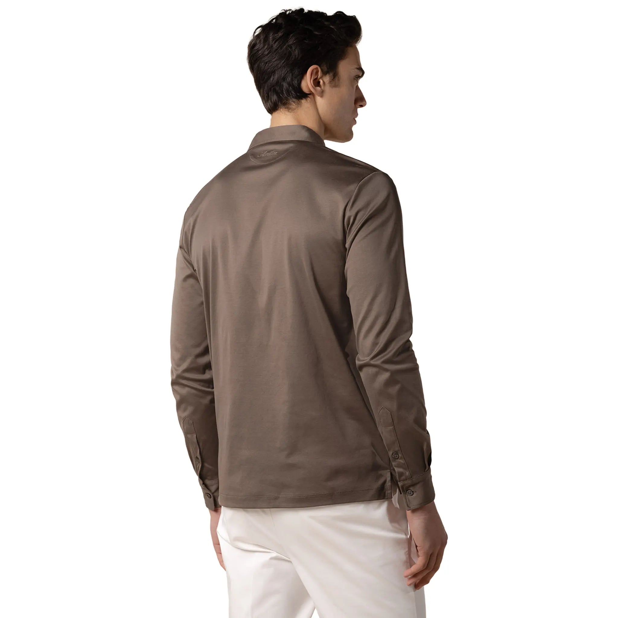 Back View of Aurélien Aur1 Polo L/S Ash Grey Shirt